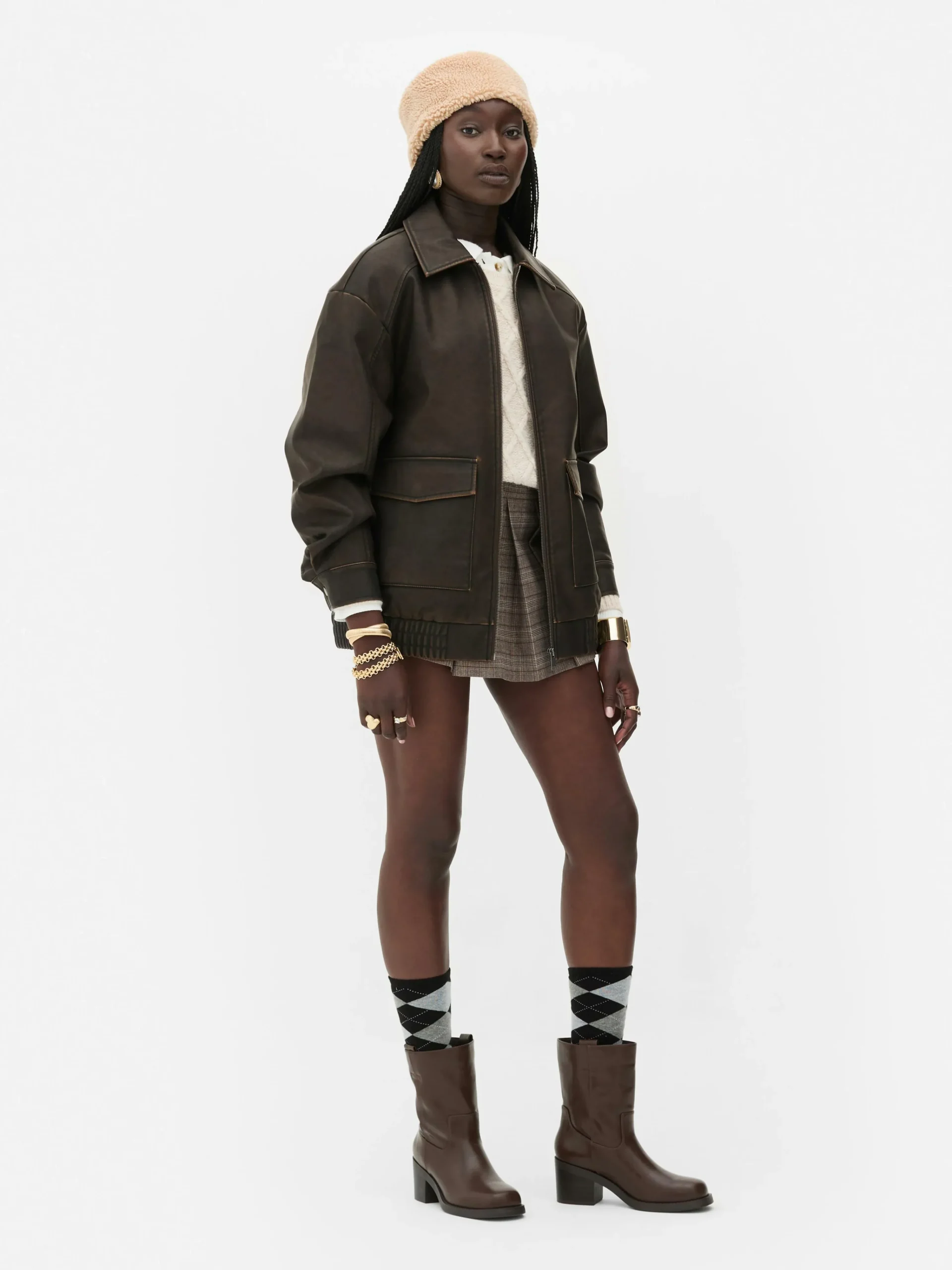 Femme Primark Manteaux Et Vestes|Blouson Bomber En Simili Cuir à Effet Vieilli Rita Ora