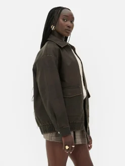 Femme Primark Manteaux Et Vestes|Blouson Bomber En Simili Cuir à Effet Vieilli Rita Ora