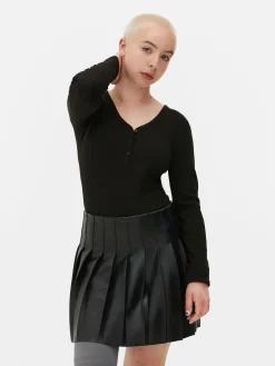 Femme Primark Hauts Et T-Shirts|Body Façon T-shirt Boutonné à Manches Longues