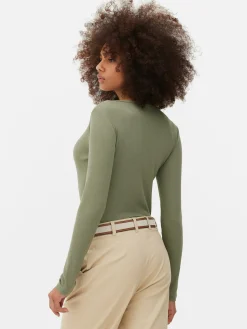 Femme Primark Hauts Et T-Shirts|Body Façon T-shirt Boutonné à Manches Longues