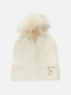 Femme Primark Chapeaux, Gants Et Écharpes|Bonnet à Pompon Avec Initiale Brodée