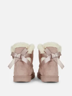 Enfant Primark Bottes Et Bottes En Caoutchouc|Bottines à Doublure Duveteuse Et Nœud Au Dos