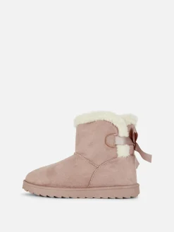 Enfant Primark Bottes Et Bottes En Caoutchouc|Bottines à Doublure Duveteuse Et Nœud Au Dos