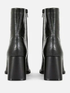 Femme Primark Bottes|Bottines à Talons En Similicuir Imitation Croco
