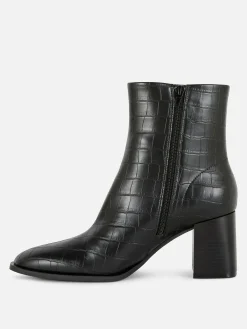Femme Primark Bottes|Bottines à Talons En Similicuir Imitation Croco