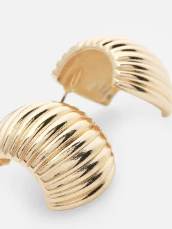 Femme Primark Bijoux|Boucles D'oreilles Incurvées Texturées The Edit