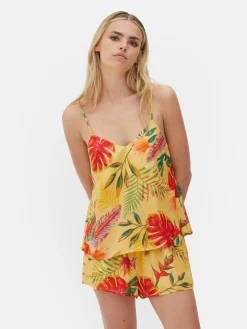 Femme Primark Hauts De Pyjama|Caraco En Satin à Imprimé Floral Tropical