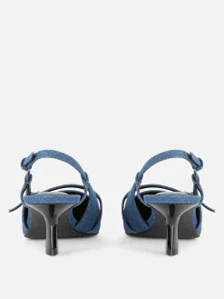 Femme Primark Chaussures À Talons|Denim|Chaussures En Jean à Talon Bas Et Boucle