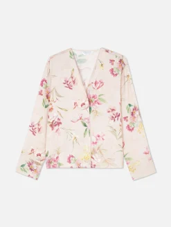 Femme Primark Hauts De Pyjama|Chemise De Nuit En Satin Floral à Encolure En V