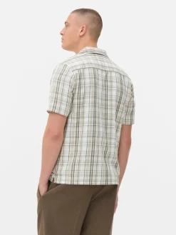 Homme Primark Chemises|Chemise Texturée à Carreaux Et à Manches Courtes