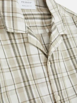 Homme Primark Chemises|Chemise Texturée à Carreaux Et à Manches Courtes