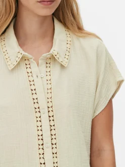 Femme Primark Chemises Et Blouses|Chemisier à Manches Courtes Et Finitions En Crochet