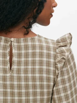Femme Primark Chemises Et Blouses|Chemisier Froncé à Carreaux Et Manches Longues