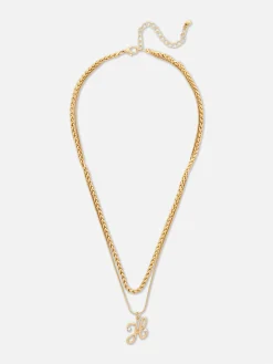 Femme Primark Bijoux|Collier à Double Chaîne Avec Pendentif En Forme D'initiale