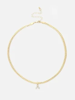 Femme Primark Bijoux|Collier Chaîne Serpent Avec Initiale En Strass