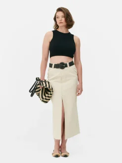 Femme Primark Hauts Et T-Shirts|Débardeur Court à Col Ras-du-cou En Maille Côtelée