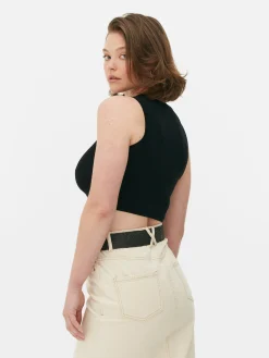 Femme Primark Hauts Et T-Shirts|Débardeur Court à Col Ras-du-cou En Maille Côtelée