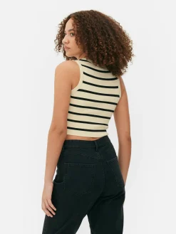 Femme Primark Hauts Et T-Shirts|Débardeur Court à Col Ras-du-cou En Maille Côtelée