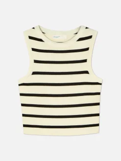 Femme Primark Hauts Et T-Shirts|Débardeur Court à Col Ras-du-cou En Maille Côtelée