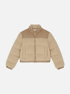 Enfant Primark Manteaux Et Vestes|Doudoune Effet Mouton Retourné à Empiècements