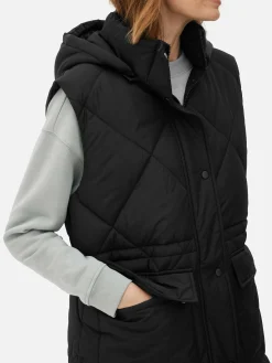 Femme Primark Manteaux Et Vestes|Doudoune Longue Sans Manches à Capuche