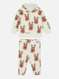 Primark Ensembles Et Tenues|Ensemble Sweat à Capuche à Motif Renne Et Bas De Jogging De Noël Coordonné