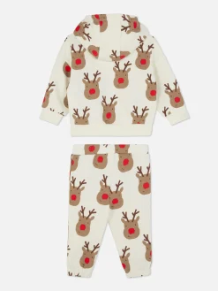 Primark Ensembles Et Tenues|Ensemble Sweat à Capuche à Motif Renne Et Bas De Jogging De Noël Coordonné