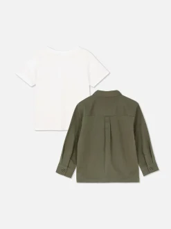 Enfant Primark Hauts Et T-Shirts|Ensemble T-shirt Et Chemise à Manches Longues