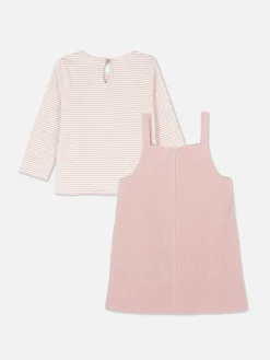Primark Ensembles Et Tenues|Ensemble T-shirt Rayé Et Robe Chasuble En Velours