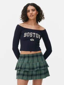 Femme Primark Hauts Et T-Shirts|Haut Court à Encolure Bateau Et Manches Longues