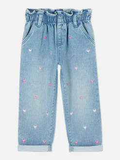 Primark Pantalons Et Leggings|Jean Denim Brodé De Cœurs