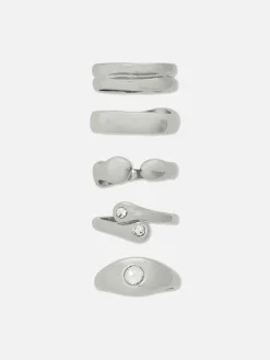 Femme Primark Bijoux|Lot De 5 Bagues épaisses Mélangées