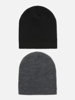 Homme Primark Chapeaux, Gants Et Écharpes|Lot De 2 Bonnets En Maille Fine