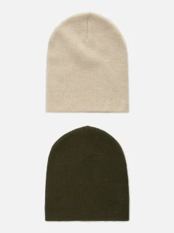 Homme Primark Chapeaux, Gants Et Écharpes|Lot De 2 Bonnets En Maille Fine