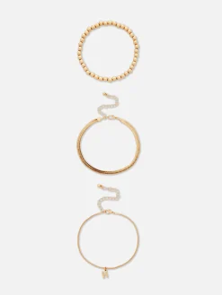 Femme Primark Bijoux|Lot De 3 Chaînes De Cheville Infinité Et Initiale