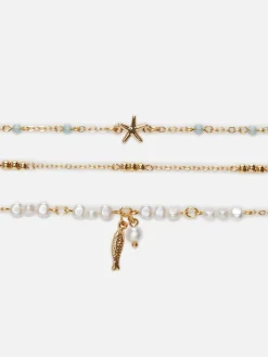 Femme Primark Bijoux|Lot De 3 Chaînes De Cheville à Motifs Bord De Mer