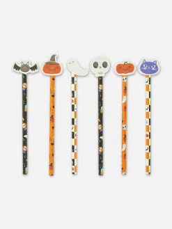 Primark Déco Et Friandises D'Halloween|Accessoires Halloween|Lot De 6 Crayons Avec Gommes Halloween
