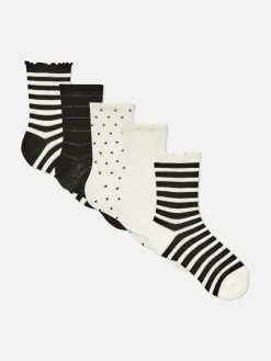 Femme Primark Chaussettes|Lot De 5 Paires De Chaussettes Monochromatiques Rayées