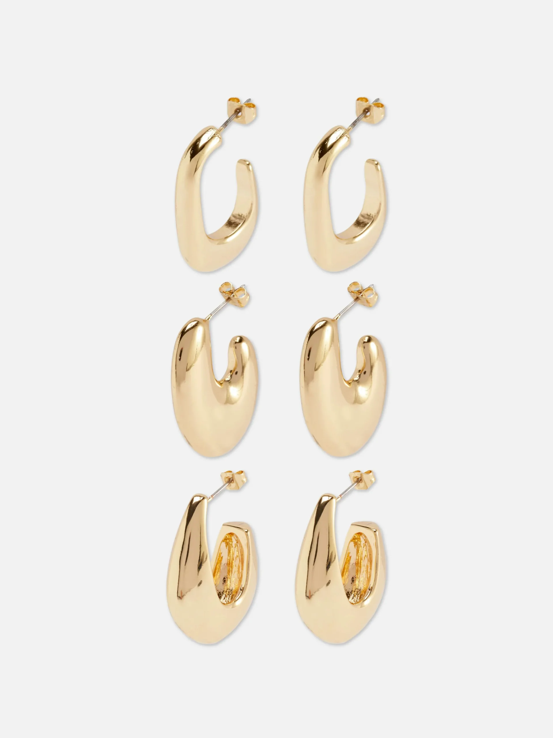 Femme Primark Bijoux|Lot De 3 Paires De Créoles Oblongues