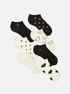 Femme Primark Chaussettes|Lot De 7 Paires De Socquettes Monochromes à Cœurs