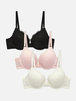 Femme Primark Soutiens-Gorge|Lot De 3 Soutiens-gorge Push-up Plongeants En Dentelle