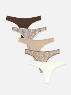 Femme Primark Culotte|Lot De 5 Strings à Motifs Pour Tous Les Jours