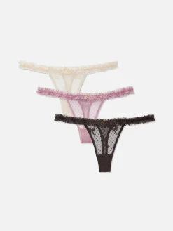 Femme Primark Culotte|Lot De 3 Strings à Volants Et à Nœud