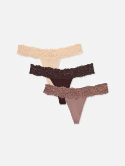 Femme Primark Culotte|Lot De 3 Strings Bandeau En Dentelle