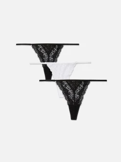 Femme Primark Culotte|Lot De 3 Strings En Dentelle Essential