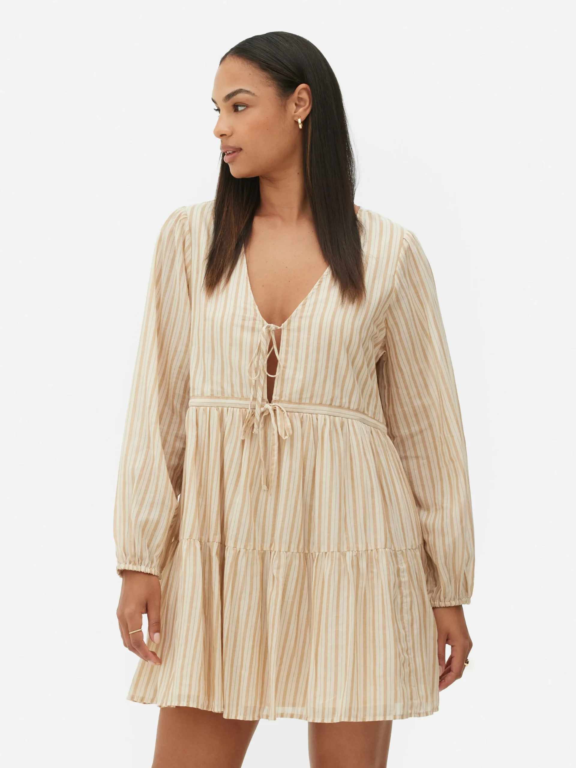 Femme Primark Robes|Mini Robe à Smocks Nouée Sur Le Devant