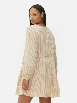 Femme Primark Robes|Mini Robe à Smocks Nouée Sur Le Devant