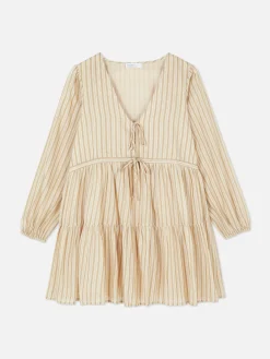 Femme Primark Robes|Mini Robe à Smocks Nouée Sur Le Devant