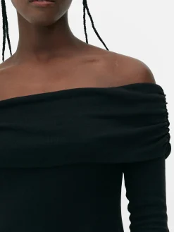 Femme Primark Robes|Mini Robe Patineuse à Encolure Bateau Repliée