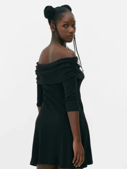 Femme Primark Robes|Mini Robe Patineuse à Encolure Bateau Repliée